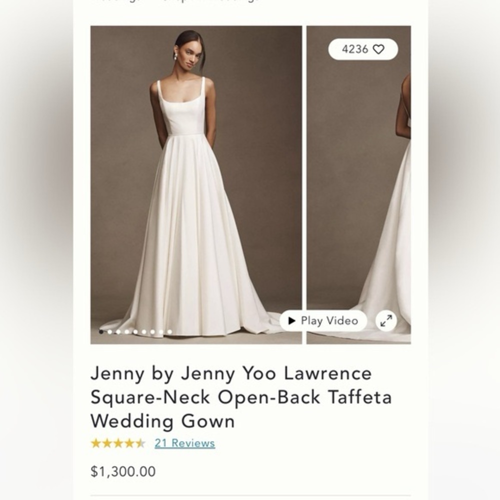 Jenny by Jenny Yoo
Lawrence Square-Neck Open-Back Taffeta
Wedding Gown - Picture 16 of 17